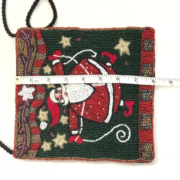 Beaded Crossbody Bag Mini Bag Beaded Stars Christmas Santa Embellished Bag - Picture 13 of 16